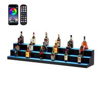 VEVOR Estante de exhibición de botellas de licor con luz LED, 3 niveles de 60 pulgadas, soporta USB, estante iluminado para bar con control remoto RF y control de aplicación, 7 colores estáticos de 1