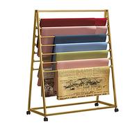 Estante de exhibición de bufandas independiente de doble cara con ruedas, estante organizador de almacenamiento multiusos de metal resistente de 7 niveles para bufandas de seda/pantalones/tela/papel