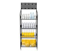 Estante de exhibición de caramelos de 4 niveles, soporte de aperitivos para encimera, estante para recoger y mezclar patatas fritas, color negro, 50 x 27 x 140 cm, perfecto para tiendas y tiendas de