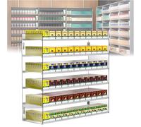 Estante de exhibición de cigarrillos acrílico montado en la pared, organizador de gabinete de tienda minorista con empujador automático para una utilización eficiente del espacio