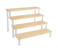 Estante de exhibición de escalera de madera con niveles acrílicos para organización del hogar, soporte multicapa para coleccionables, cosméticos, postres, estante de decoración rústica moderna (40 cm