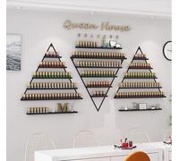 Estante de exhibición de esmalte de uñas, organizador triangular montado en la pared para lápiz labial, perfume, aceites esenciales, juego de 6 estantes para cosméticos para el hogar, spa, salón de