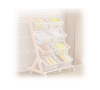 Estante de exhibición de metal resistente con 6 cestas extraíbles, perfecto para tiendas de comestibles, comercialización de frutas y verduras, soluciones versátiles al por menor