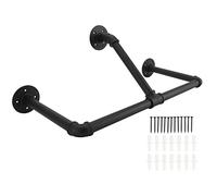 Estante de Exhibición de Ropa Montado en la Pared de Hierro Forjado Retro 56 Cm con Barra para Colgar y Perchero Estilo Industrial