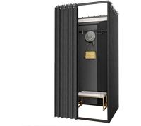 Estante de exhibición de salón boutique vestidor, vestuario portátil extraíble para privacidad con cortinas opacas y ganchos (Nero, 80x80x200 cm)