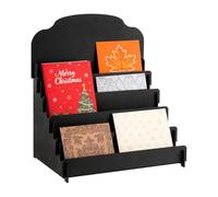 Estante de exhibición de tarjetas de felicitación, estante organizador de madera de 4 niveles, para postales, folletos, fotos, joyas, aperitivos, calcomanías, colección de manualidades, tiendas