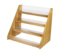 Estante De Exhibición De Tarjetas: Soporte De Exhibición De Tarjetas De Felicitación, Soporte De Exhibicin De Postales, Estante Acrílico De Madera De 4 Niveles, Organizador De Soportes De Exhibción