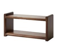 Estante de exhibición de tazas de café de madera maciza B de 2 niveles, estante de encimera de madera maciza para cocina y oficina, soporte abierto para tazas y té en acabado de nogal