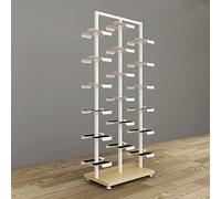 Estante de exhibición de tenis de metal, estante de isla de doble cara para boutique comercial y organización del hogar