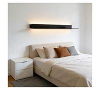 Estante de exhibición Flotante de Pared con luz LED incorporada, Estante de Libros Iluminado montado en la Pared de Metal for Bar/Sala de Estar/baño Comercial(Black/3.5k,150cm/59in)
