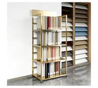 Estante de exhibición móvil de 4 niveles con ruedas, soporte de metal resistente para materiales de construcción, ferias de manualidades, decoración del hogar y exhibiciones minoristas