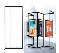 Estante de exhibición plegable móvil para exposición de pintura, cartelera de estante, soporte de trabajo publicitario de metal, tablero de exhibición portátil para galería, escuela, museo