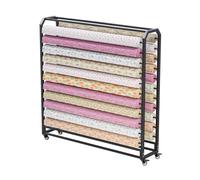 Estante de exhibición textil ajustable de 175 cm movible con 18 varillas para colgar, ideal para vinilos de cuero y papel tapiz Sto Soluts