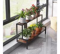 Estante de gran capacidad para alféizar de ventana de plantas expandible de metal y madera, perfecto para plantas, medicina y almacenamiento, soporte negro 59