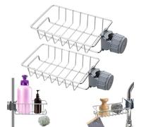 Estante de Grifo de Acero Inoxidable, Cesta Ducha, Estanteria Ducha sin Taladro para Drenaje de Esponja, Guarda Estropajos Fregadero para Champú, Jabón, Gel Ducha