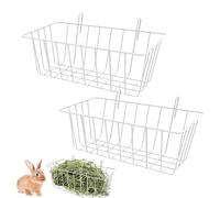 Estante de heno de conejo | Soporte de heno de jaula de 2 piezas | Alimentador de conejo de metal 9,1 x 3,9 x 2,9 pulgadas, para para, soporte de canasta para mascotas pequeñas con ganchos