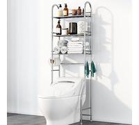 Estante de inodoro de acero inoxidable de 3 capas, patas ajustables, fácil instalación, tubo grueso y atrevido, ideal para almacenamiento de baño, estante de inodoro, diseño moderno
