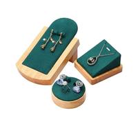 Estante de la joyería Accesorios de exhibición de joyería, colgante, collar, soporte de exhibición, anillo de madera, pendientes, conjunto de soporte de asiento, combinación Organizador de joyas