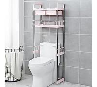 Estante de lavandería sobre el inodoro, estante de almacenamiento independiente para lavadora, fregadero sin taladro, ahorro de espacio, color B, ideal para espacios pequeños