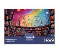 Estante de Libros 1000 Piezas De Rompecabezas para Adultos, Puzzle Biblioteca Adultos, Juego Didáctico Decoración para El Hogar 38x26cm/1000pcs