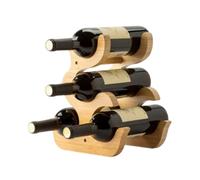 Estante de madera de bambú para almacenamiento de botellas de vino, elegante organizador de botellas de vino