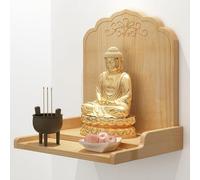 Estante de madera de Buda montado en la pared, soporte de exhibición de estatua china de Fengshui, soporte de santuario personal resistente, mesa pequeña, soporte de Dios Mandir