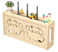 Estante De Madera para Enrutador, Caja De Almacenamiento para Enrutador para Rack Y Organizador De GestióN De Cables, Ocultador De Caja De Enrutador para Gestionar Cables(A/24 * 48 * 11.5cm)