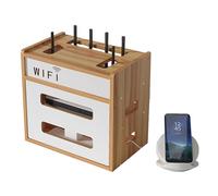 Estante de madera para enrutador WiFi, caja de almacenamiento para módem, vallas de enrutador eléctrico, unidades de estante de pie, organizador de caja oculta de gestión de cables para oficina y