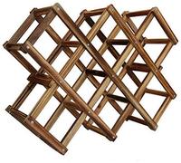 Estante de madera para vino tinto 3/10, soporte para botellas de cocina, estante de exhibición plegable de madera, soporte para botellas de vino