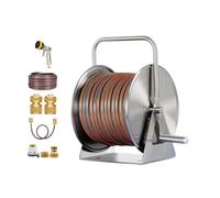 Estante de manguera de jardín montado en la pared con conector para pistola de agua, almacenamiento duradero de acero inoxidable para patio, organización de entrada