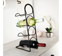 Vilde Botellero de metal para 4 botellas, color negro, 21 x 12 x 43 cm