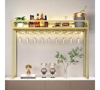 Estante de metal para vino, estante de exhibición para encimera, piso de pie, 80 cm de alto, para cocina, comedor, hogar, bar, elegante organizador de almacenamiento de vino dorado, soporte de alta