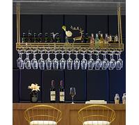 Estante de metal vintage para colgar copas de vino con barra de altura y ancho ajustables para almacenamiento debajo del gabinete en cocina, bar y restaurantes