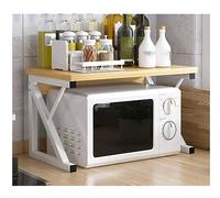 Estante de microondas de acero inoxidable de 2 niveles para almacenamiento de encimera de cocina, organizador de ahorro de espacio con estante para especias, color negro
