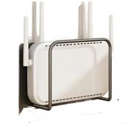 Estante de montaje en pared para enrutador WiFi para decodificador, organizador de gestión de cables, compatible con routers, módems y dispositivos de transmisión (L negro)