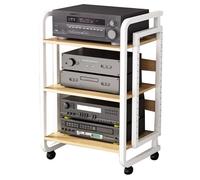Estante De Montaje Rack Altura Ajustable Para Amplificador, Tocadiscos HIFI, Soporte Para Equipo Estéreo 3 O 4 Niveles Para Receptor AV, Reproductor CD Impresora Con Ruedas(Blanco,70*50*42.5cm(3Tier))