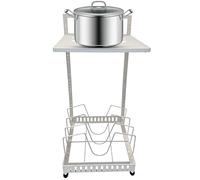 Estante de olla de 2 capas, soporte de olla ajustable | Organizador de pan de gabinete ajustable, utensilios de cocina multifuncionales, soporte de acero al carbono para despensa, armarios, hogar