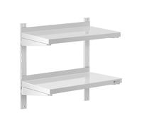 Royal Catering Estante De Pared Metálico Estantería para Cocina RCWR-600.4 (Capacidad: 40 kg, Acero Inoxidable, 2 Baldas, 30 x 60 cm)