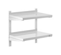Royal Catering Estante De Pared Metálico Estantería para Cocina RCWR-600.4 (Capacidad: 40 kg, Acero Inoxidable, 2 Baldas, 40 x 60 cm)