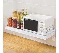 Estante de pared ajustable, estante de almacenamiento de cocina montado en la pared para microondas, organizador que ahorra espacio para espacios pequeños y cocina sin desorden