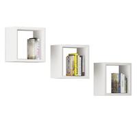 Estante de pared akord k25 blanco 25 cm, conjunto de 3 estantes 25x15x25 cm