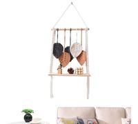 Estante de pared bohemio para decoración de pared, tapiz tejido de madera, macramé, decoración de pared, cuerda de algodón, decoración de pared para dormitorio, estantes de almacenamiento hechos a