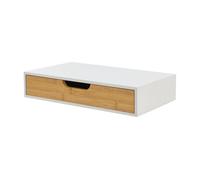 Estante de pared bokn con cajón hasta 5 kg bambú 40 x 24 x 8 cm - blanco y natural [en.casa]