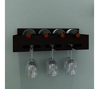 Estante de pared creativo de madera maciza boca abajo para copas de vino y botellero, almacenamiento montado en la pared para el hogar, restaurante y bar, soporta hasta 15 kg, elegante decoración del