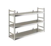 Estante de pared de acero inoxidable fácil de limpiar, estantes flotantes para cocina, baño y sala de estar, estantería colgante, almacenamiento que ahorra espacio (3er piso, 90 x 35 cm)