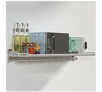 Estante de pared de acero inoxidable para microondas con 6 ganchos, soporte plegable para ollas y sartenes, estante de especias de cocina, ahorra espacio para un almacenamiento eficiente
