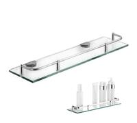 Estante de Pared de baño 4x24 Estante de Ducha de Vidrio Transparente de una Sola Capa con riel de Metal para champú, Lavado de carrocería, jabón