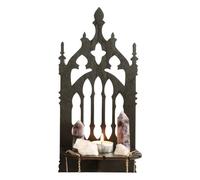 Estante de pared de madera con diseño de trono medieval para tallar, soportes de cristal huecos, estante de almacenamiento para libros, plantas, decoración del hogar, estante de almacenamiento de