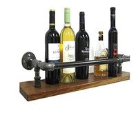 Estante de pared de madera de estilo vintage con soporte de tubería de agua de hierro, estante de vino para bar, sala de estar, dormitorio, exhibición decorativa creativa