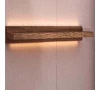 Estante de pared de madera maciza, separadores de palabras iluminados, decoración de pared de doble cara, estilo escandinavo-japonés, color marrón oscuro, 100 cm de largo, almacenamiento moderno para